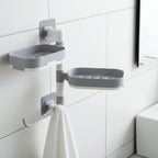 Suport Organizator Baie cu 2 Rafturi Rotative și Suport Prosoape