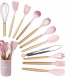 Set ustensile bucătărie 12 piese din silicon cu suport – eleganță și funcționalitate în fiecare zi