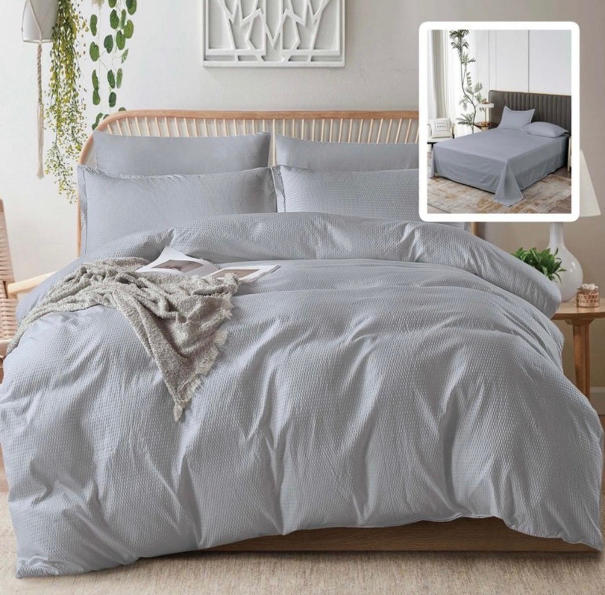 Lenjerie de pat finet creponat 6 piese Casa Pucioasa – set complet pat dublu