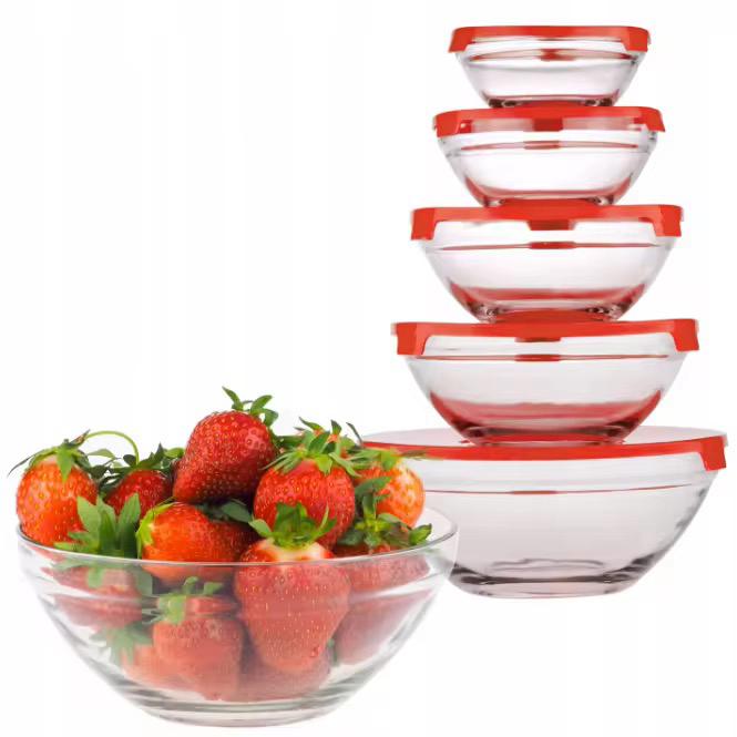 Set Boluri cu Capace – Recipiente pentru Depozitare Alimente, 5 Bucăți