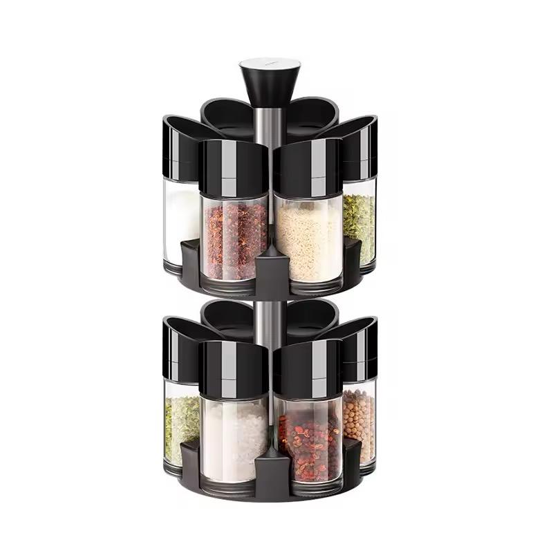 Set Organizator Condimente Rotativ – 12 Recipiente, Suport 360°