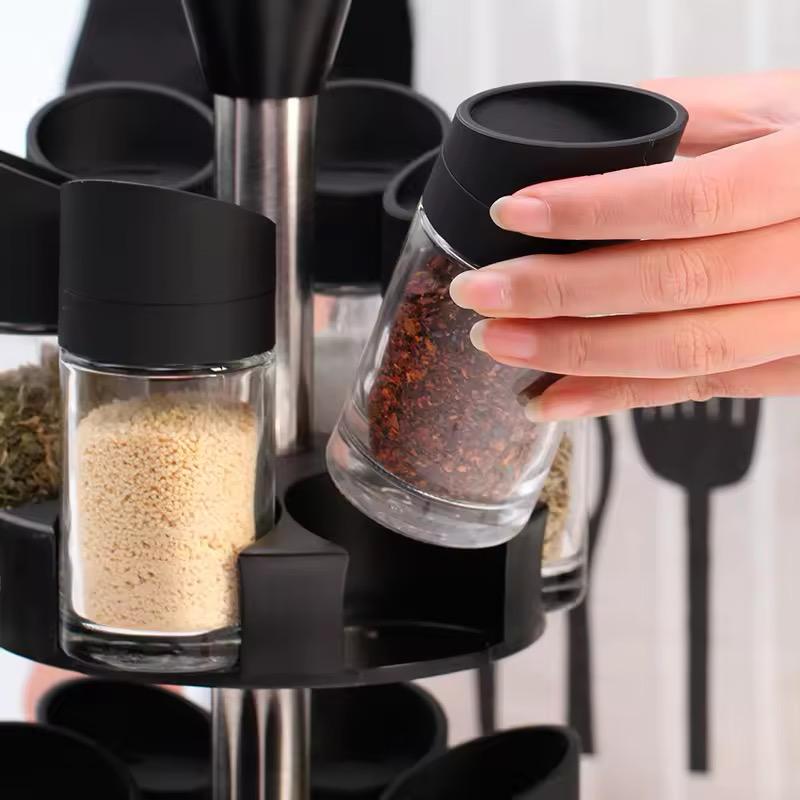 Set Organizator Condimente Rotativ – Suport 360° cu 6 Recipiente Incluse