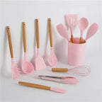 Set ustensile bucătărie 12 piese din silicon cu suport – eleganță și funcționalitate în fiecare zi