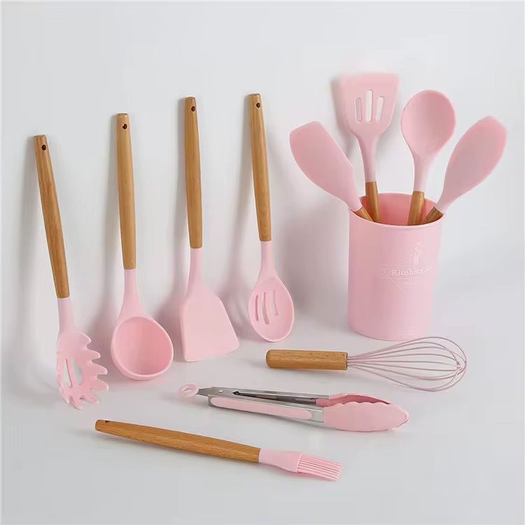Set ustensile bucătărie 12 piese din silicon cu suport – eleganță și funcționalitate în fiecare zi